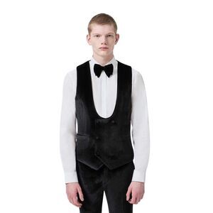 Twisted Tailor Mens Velvet Slim Tuxedo Waistcoat / Black